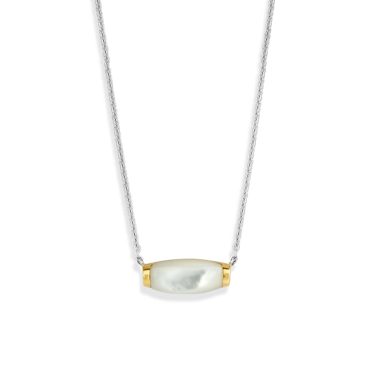 De parelmoer schelp van deze zilveren TI SENTO 3942MW / 42 ketting is handgezet op een gold plated setting. Ze is een verfijnd en stijlvol accessoire geïnspireerd door de verborgen schatten van de mediterrane zeebodem.

Het collier heeft een standaardlengte van 38 cm en heeft een verlengstuk van 10 cm. Hierdoor kan je het collier op 5 verschillende lengtematen dragen, op 38 cm, 40 cm, 42 cm, 45 cm en 48 cm.