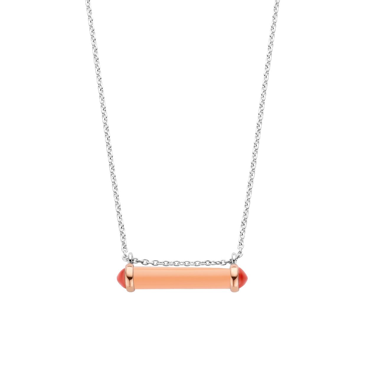 Dit is een Collier van het merk TI SENTO Milano. Dit sieraad heeft de volgende kleur: Koraalroze