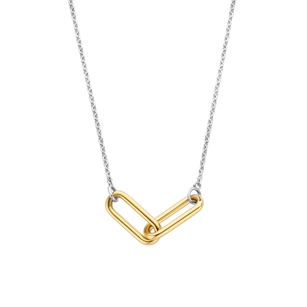 Dit is een Collier van het merk TI SENTO Milano. Dit sieraad heeft de volgende kleur: Zilver geel verguld