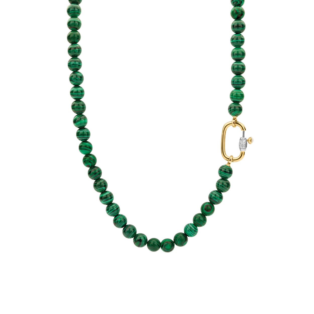 Dit is een Collier van het merk TI SENTO Milano. Dit sieraad heeft de volgende kleur: Malachiet