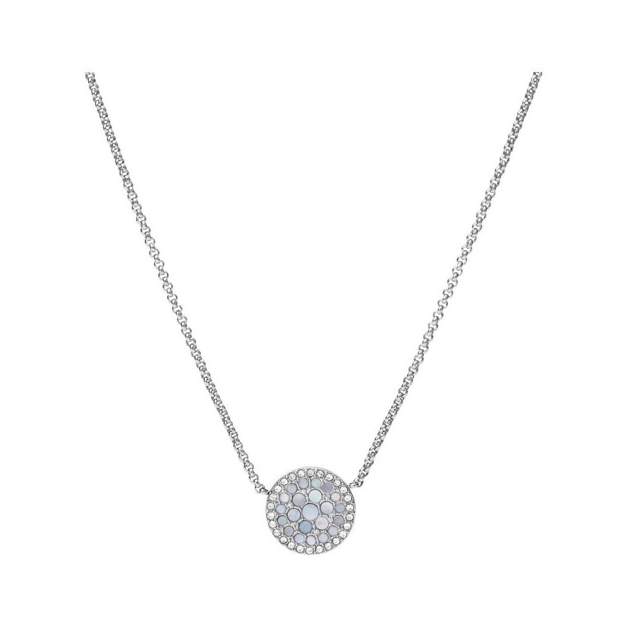 Deze stijlvolle damesketting van Fossil maakt elke outfit helemaal af. De zilverkleurige ketting heeft subtiele blauwe details, die gemaakt zijn van glas. De rest van de ketting is gemaakt van staal. De JF03224040 ketting is een prachtig sieraad voor elke dag!

Specificaties:
Lengte: 470 mm
Gemaakt van staal en glas
Zilverkleurige schakels
Ronde hanger met blauw glas
Fossil
Fossil haalt eindeloos veel inspiratie uit de Amerikaanse creativiteit en vindingrijkheid. Sinds 1984 streven we ernaar om kwalitatieve, modieuze horloges en accessoires te maken. Zo brengen we nieuwe trends: leuk, authentiek en toegankelijk voor iedereen.