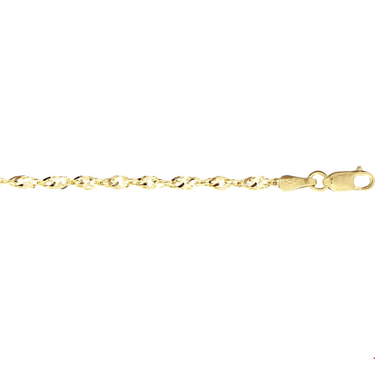 14krt Geelgouden armband singapore 2,3mm 19cm
Doelgroep: dames
Breedte: 2.3 mm
Langste lengte: 19 cm