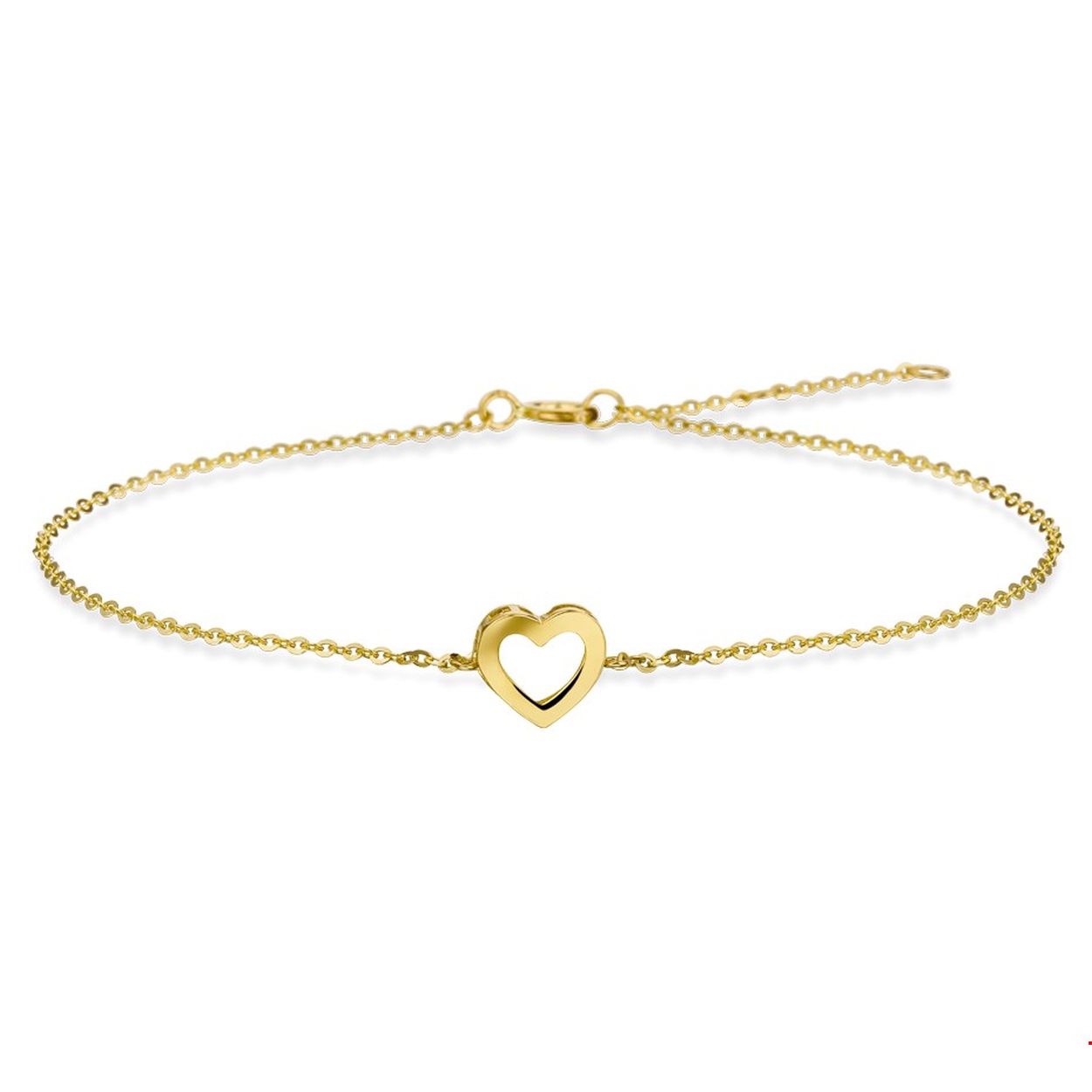 14krt Geelgoud armband hart 1,1 mm 16,5-18,5 cm
Doelgroep: dames
Breedte: 7mm
Kortste lengte: 16.5cm
Langste lengte: 18.5cm
Hoogte: 6.5mm