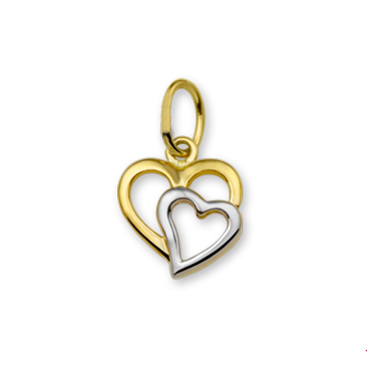 14 kt. bi-colour gouden hanger harten
