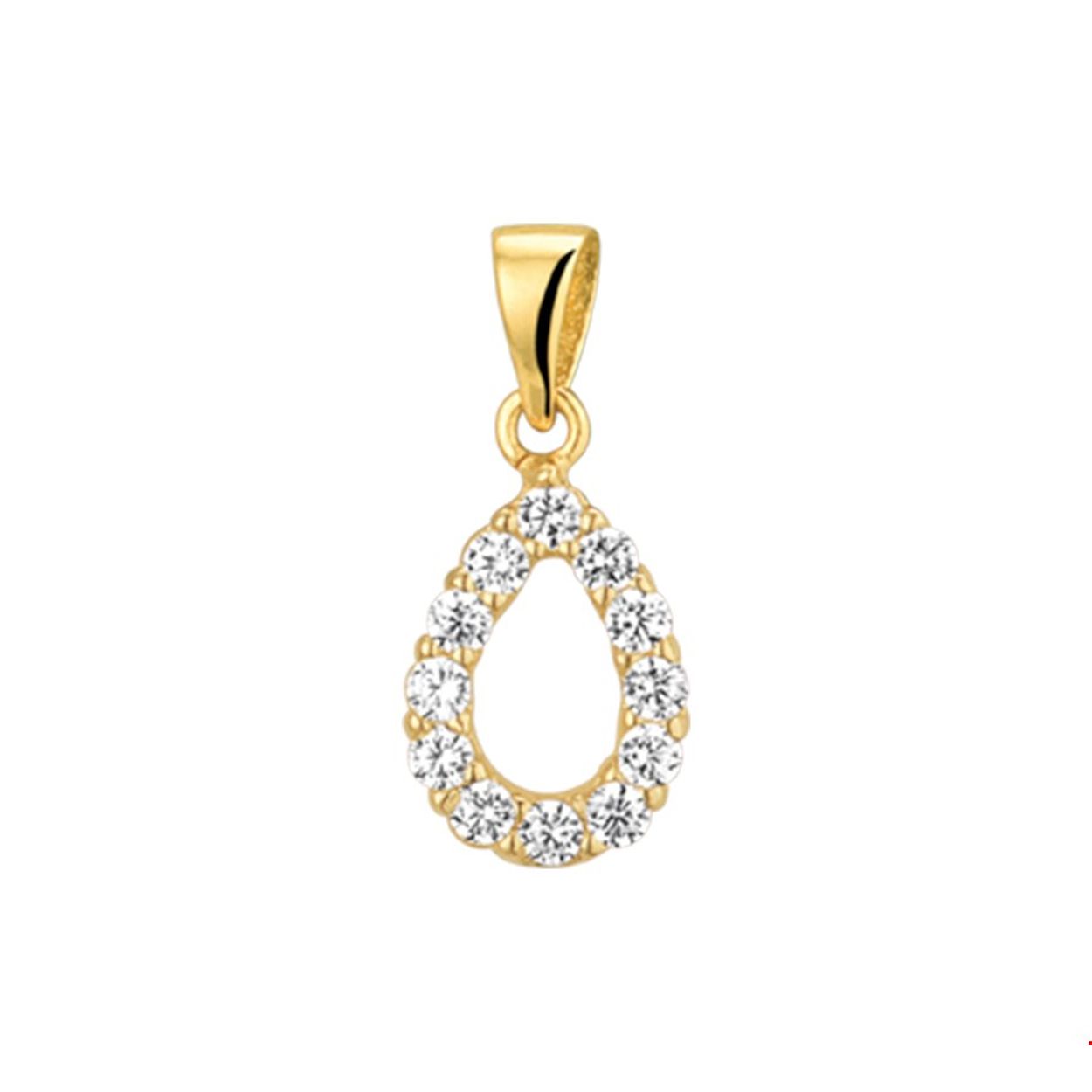Geelgouden Hanger zirkonia dames
Breedte: 6.5mm
Hoogte: 14mm
Zetting: rijzetting