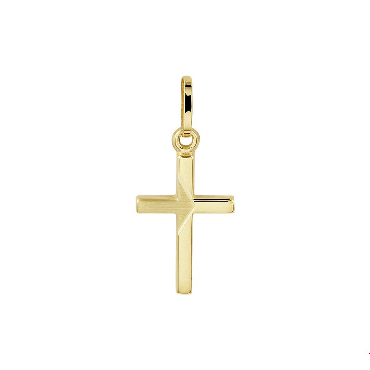 14k Geelgouden hanger in de vorm van een kruis. Het kruis heeft een afmeting van 14.5x10mm.
Doelgroep: unisex
