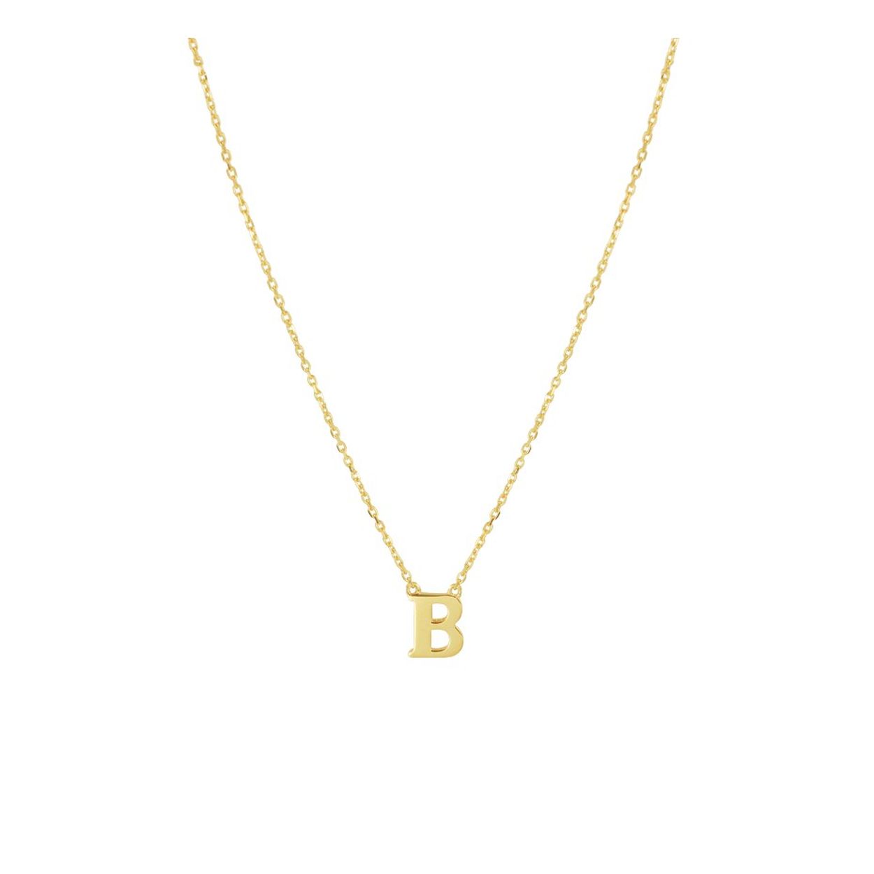 14k Geelgouden anker collier uitgevoerd met de letter B. Het collier heeft draaglengtes van 40, 42 en 44cm. De letter heeft een afmeting van 6x5mm.