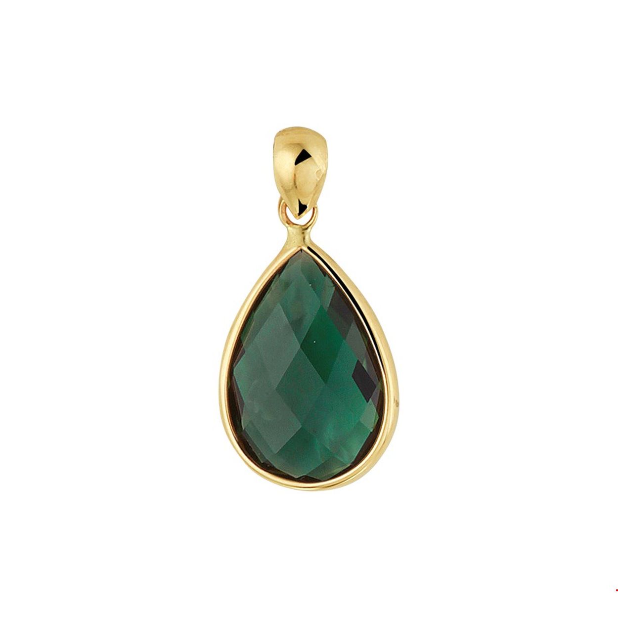 Huiscollectie - Geelgouden druppel hanger met Groene Kwarts 11.5mm x 8.0mm 18x8mm hanger - 4021393