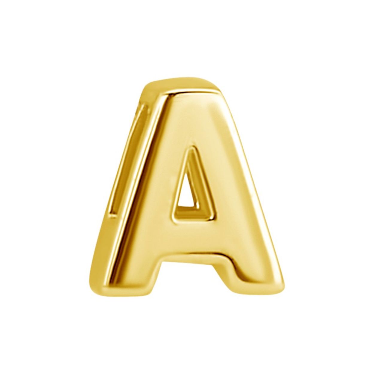 14k Geelgouden hanger uitgevoerd in de letter A. De hanger heeft een afmeting van 5.5x5.0mm.