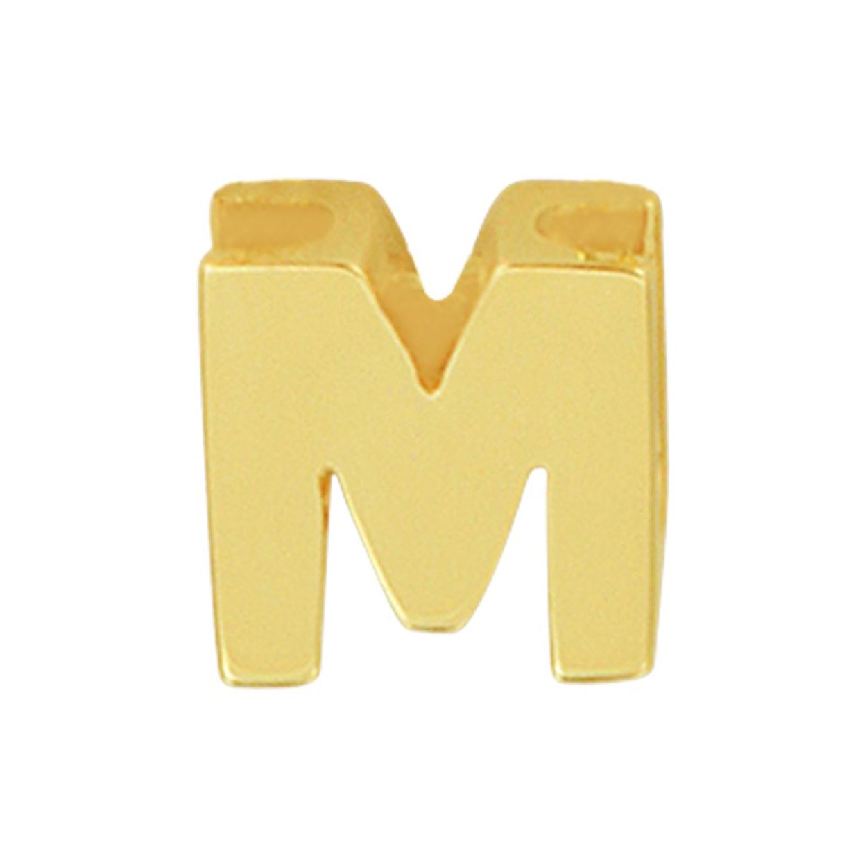 14k Geelgouden hanger uitgevoerd in de letter M. De hanger heeft een afmeting van 5.5x5.5mm.