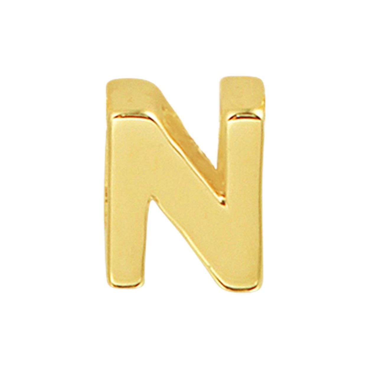 14k Geelgouden hanger uitgevoerd in de letter N. De hanger heeft een afmeting van 5.5x4.5mm.