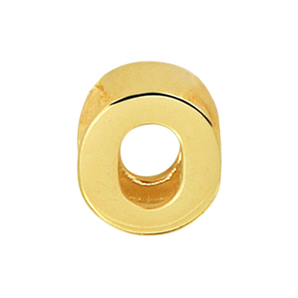 14k Geelgouden hanger uitgevoerd in de letter O. De hanger heeft een afmeting van 5.5x5.0mm.