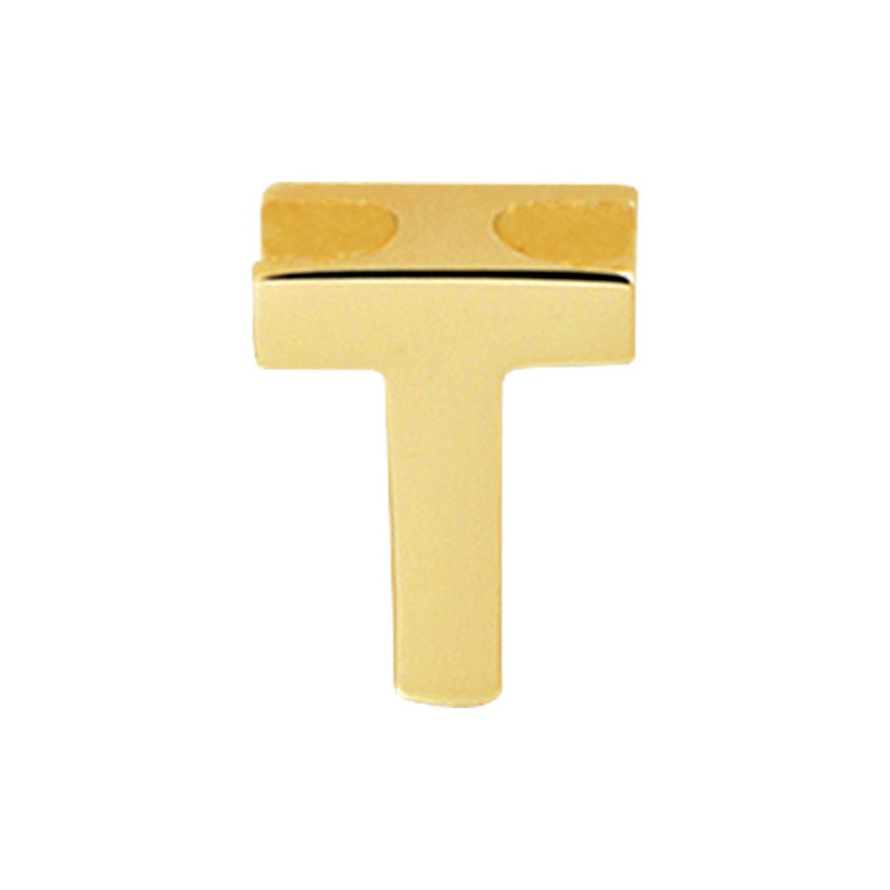 14k Geelgouden hanger uitgevoerd in de letter T. De hanger heeft een afmeting van 5.5x4.5mm.