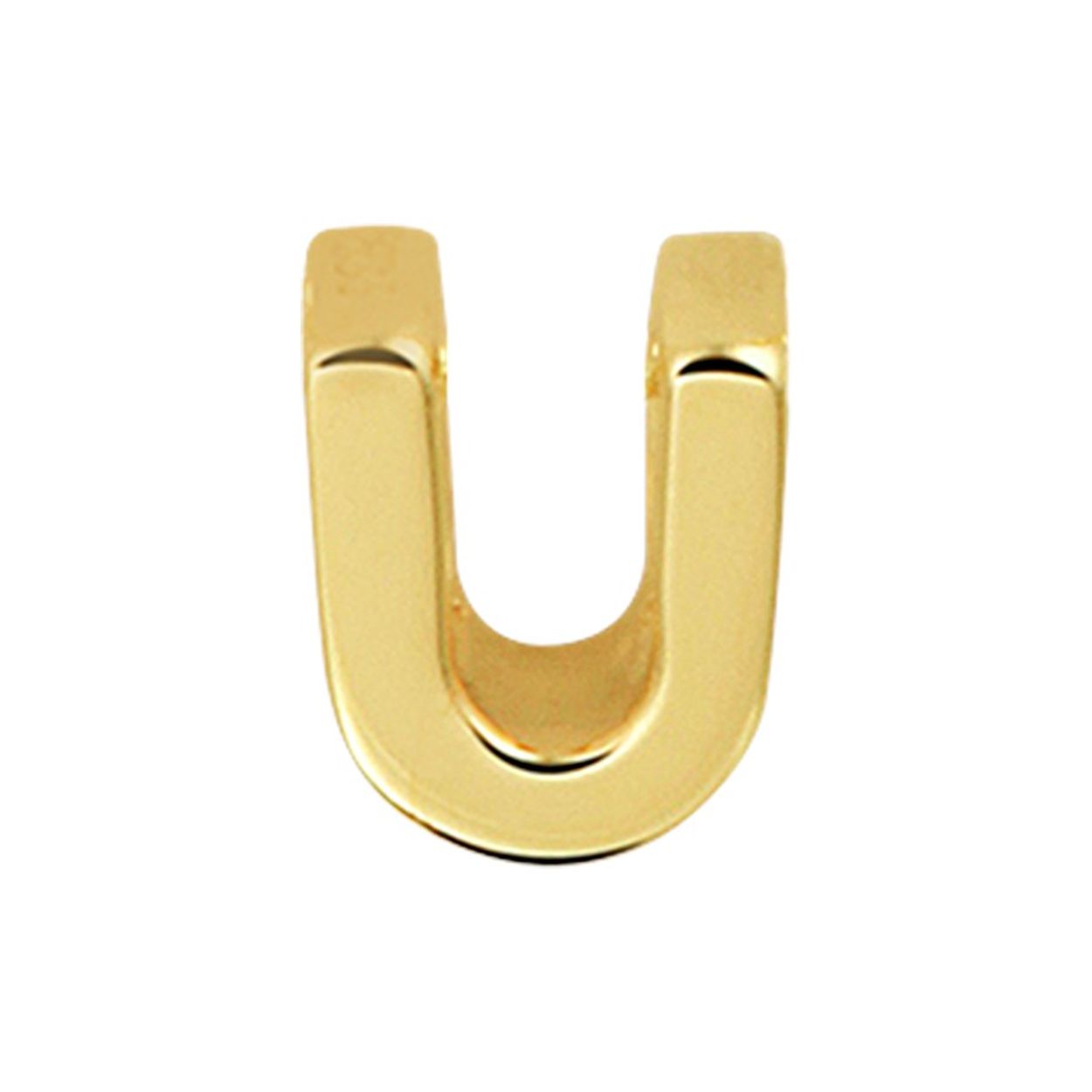 14k Geelgouden hanger uitgevoerd in de letter U. De hanger heeft een afmeting van 5.5x4.5mm.