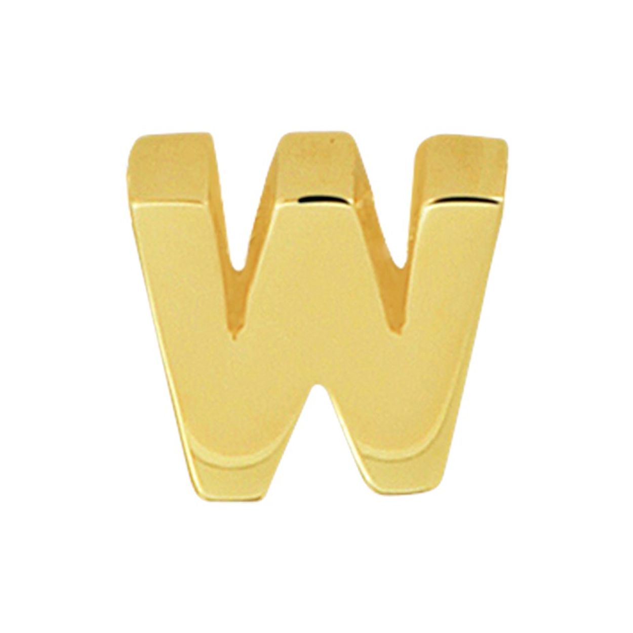14k Geelgouden hanger uitgevoerd in de letter W. De hanger heeft een afmeting van 5.5x6.0mm.