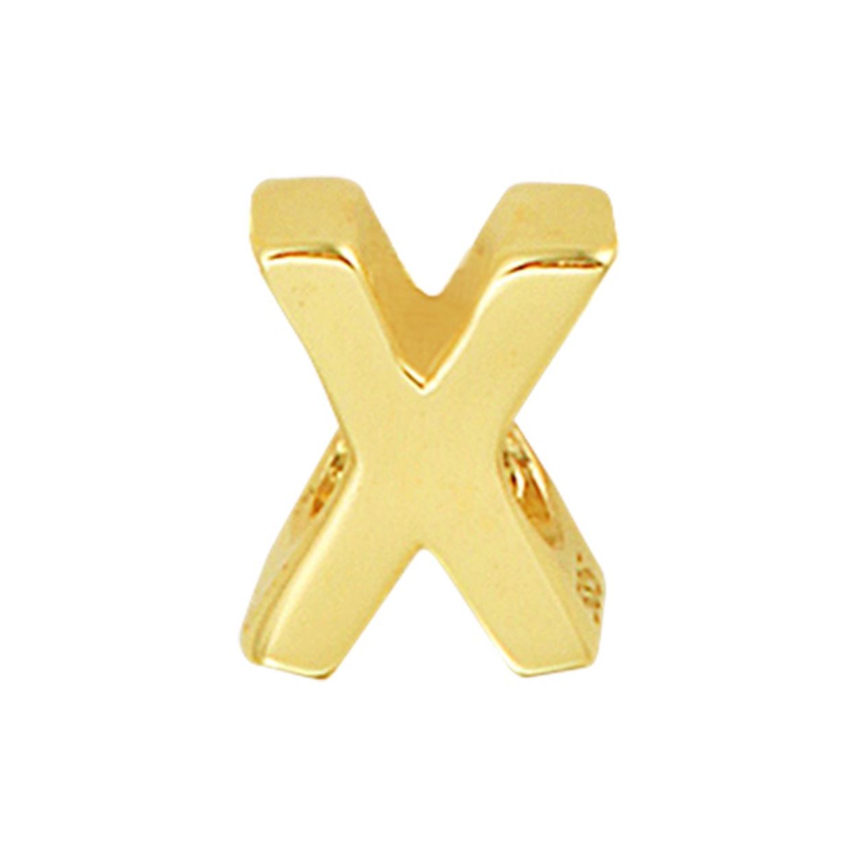 14k Geelgouden hanger uitgevoerd in de letter X. De hanger heeft een afmeting van 5.5x4.5mm.