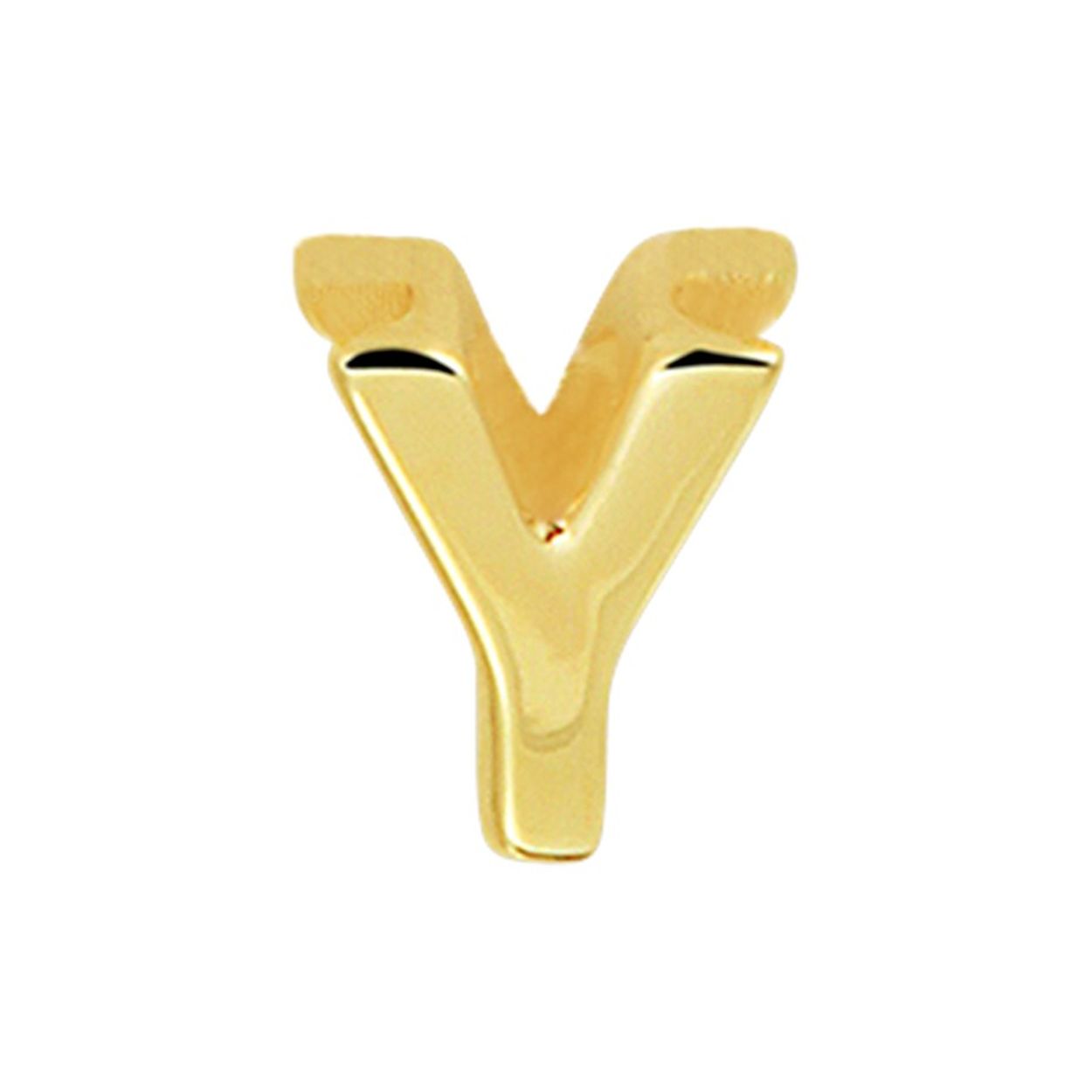 14k Geelgouden hanger uitgevoerd in de letter Y. De hanger heeft een afmeting van 5.5x4.5mm.