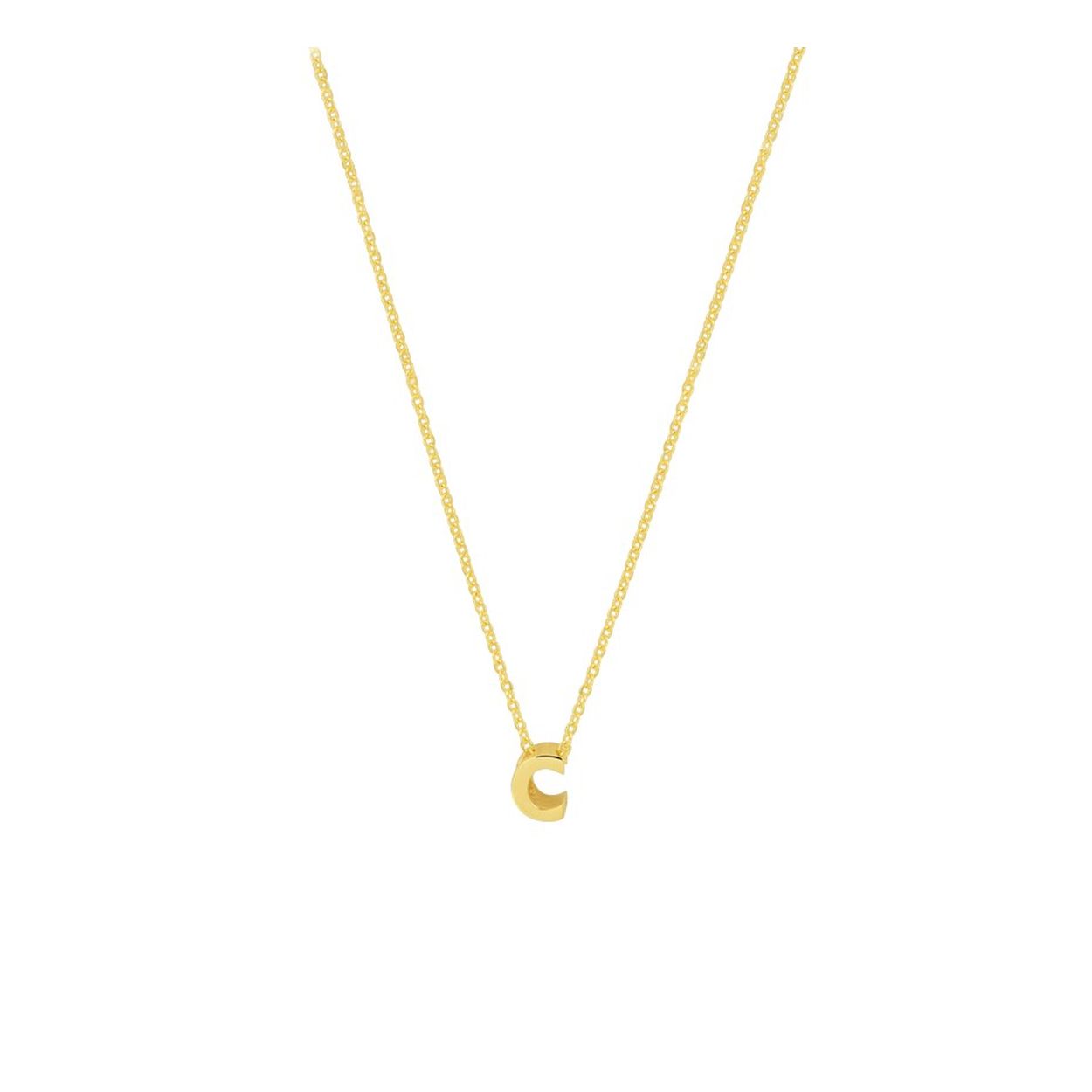 14k Geelgouden anker collier uitgevoerd met de letter C. Het collier heeft draaglengtes van 41, 43 en 45cm. De letter heeft een afmeting van 5.5x4mm.
