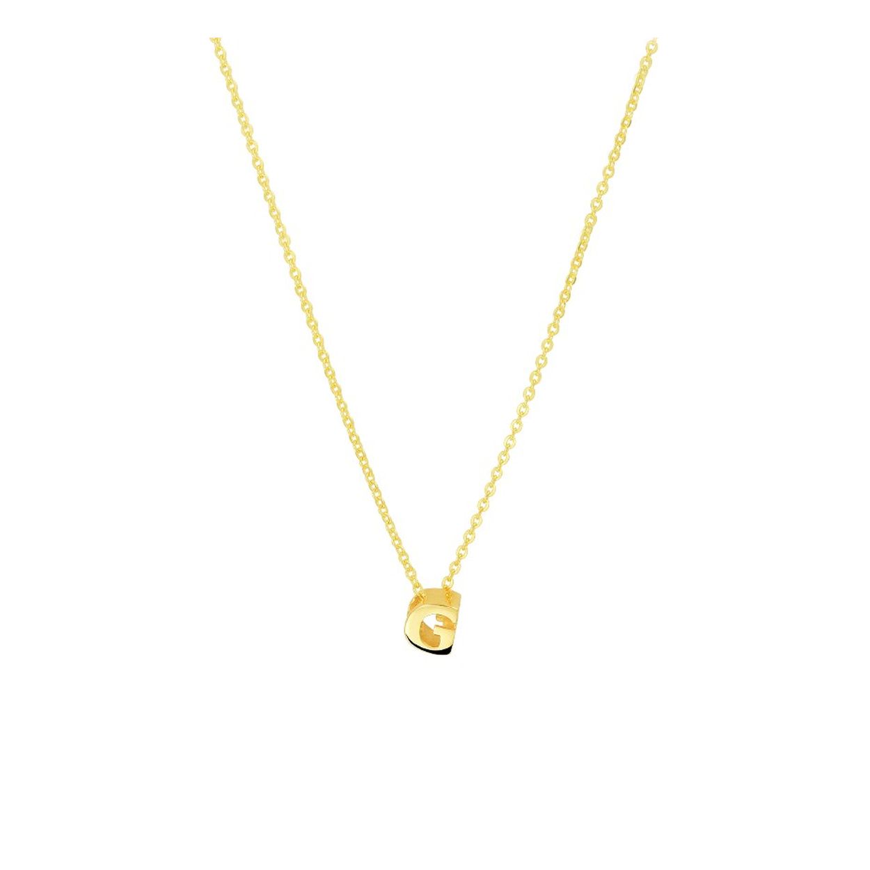 14k Geelgouden anker collier uitgevoerd met de letter G. Het collier heeft draaglengtes van 41, 43 en 45cm. De letter heeft een afmeting van 5.5x4.5mm.