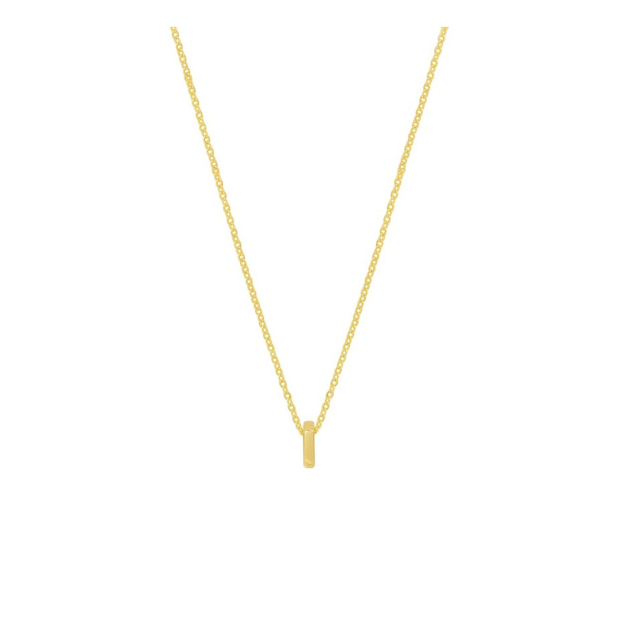 14k Geelgouden anker collier uitgevoerd met de letter I. Het collier heeft draaglengtes van 41, 43 en 45cm. De letter heeft een afmeting van 5.5x1.5mm.