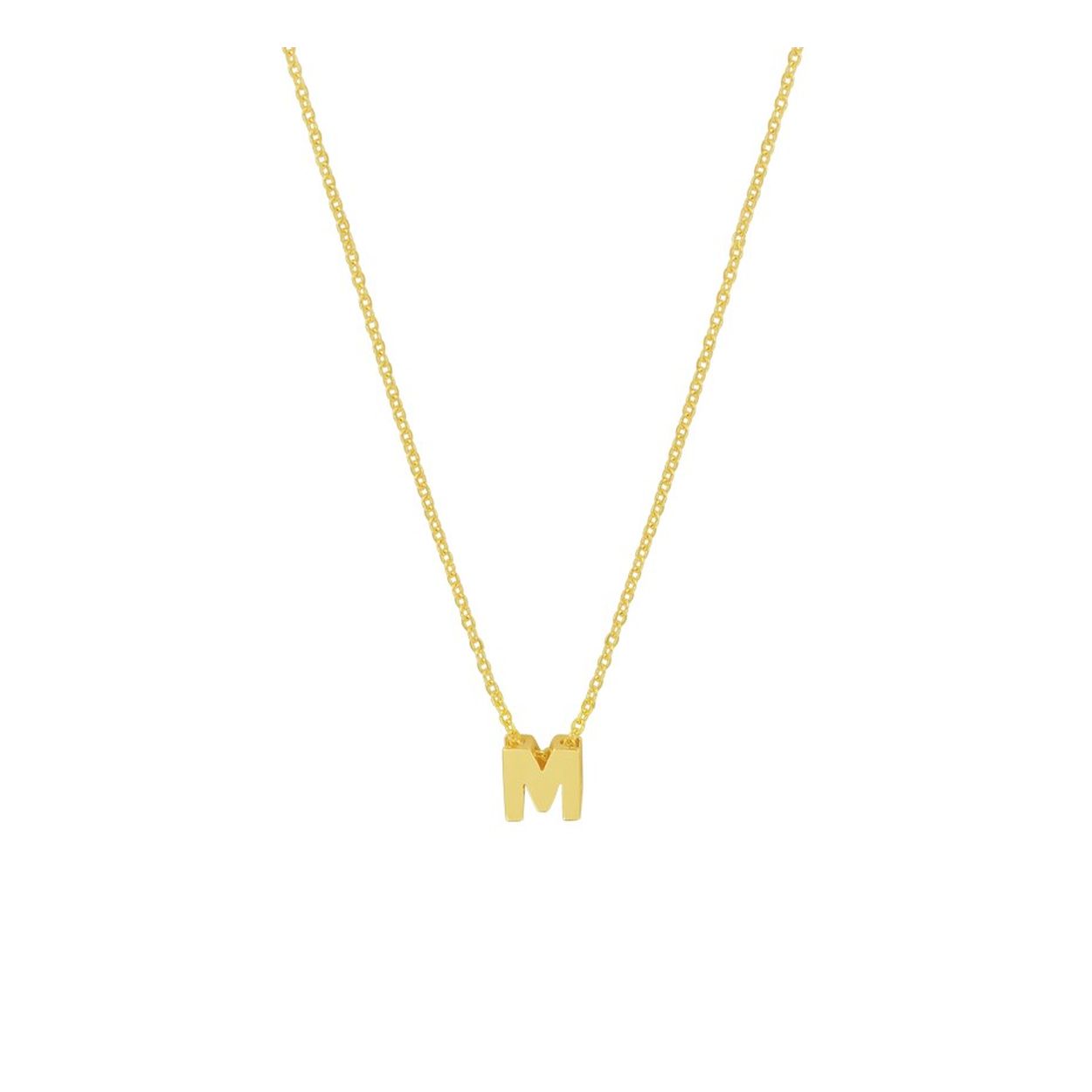 14k Geelgouden anker collier uitgevoerd met de letter M. Het collier heeft draaglengtes van 41, 43 en 45cm. De letter heeft een afmeting van 5.5x5.5mm.