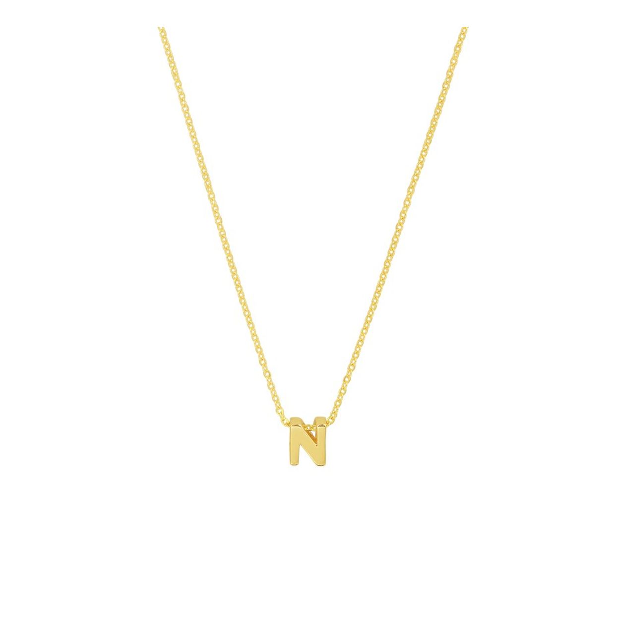 14k Geelgouden anker collier uitgevoerd met de letter N. Het collier heeft draaglengtes van 41, 43 en 45cm. De letter heeft een afmeting van 5.5x4.5mm.