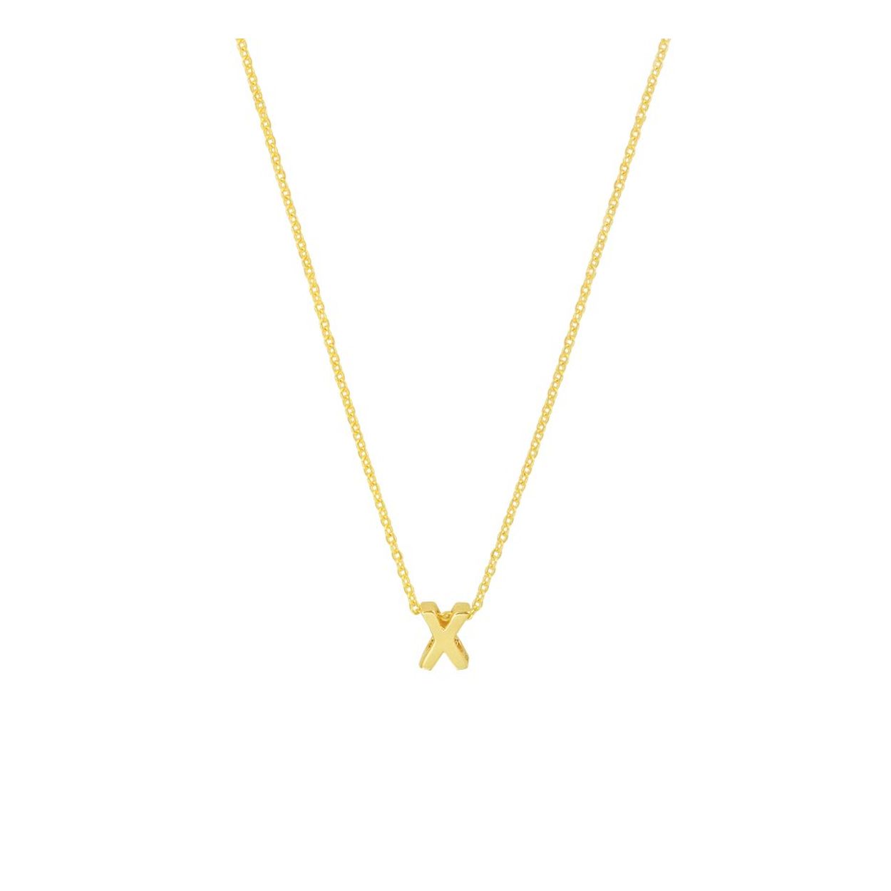 14k Geelgouden anker collier uitgevoerd met de letter X. Het collier heeft draaglengtes van 41, 43 en 45cm. De letter heeft een afmeting van 5.5x4.5mm.