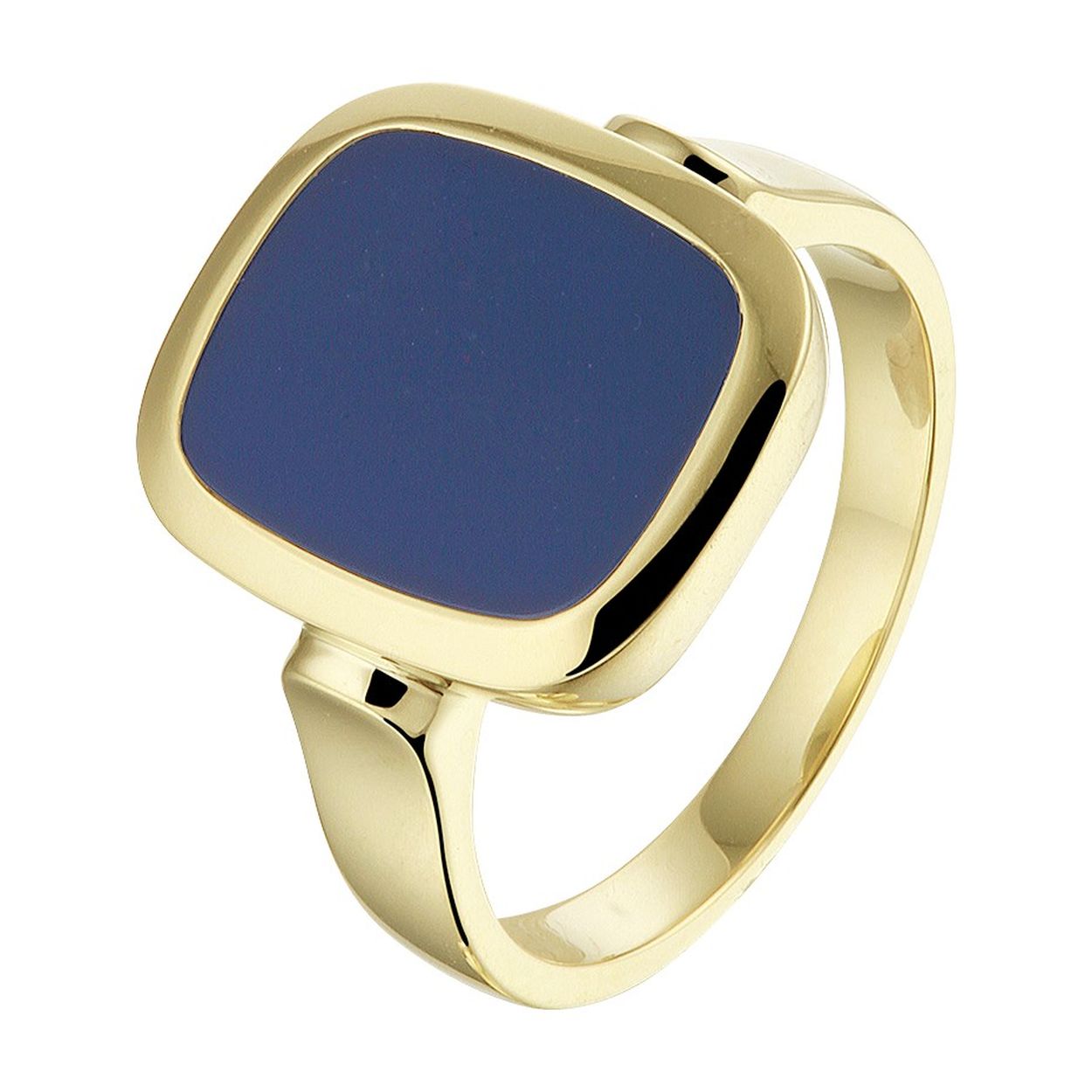 Stijlvolle 14k geelgouden zegelring uitgevoerd met een lagensteen. De ring geeft je look direct een chique uitstraling.