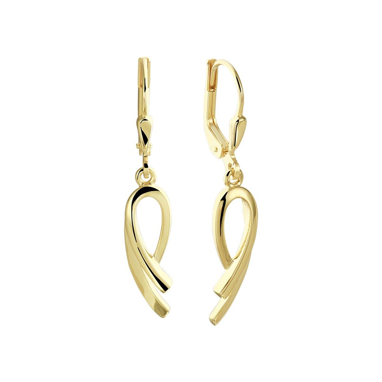 Sierlijke 14k geelgouden oorhangers uitgevoerd met een hanger van 22x6mm. De oorhangers hebben een totale hoogte van 35mm.