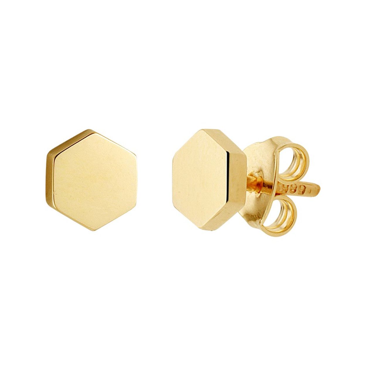 Deze prachtige geelgouden oorbellen zijn in de vorm van een hexagoon en stralen pure elegantie uit. De oorbellen zijn subtiel en stijlvol, perfect voor elke gelegenheid. Het beste is om ze te dragen met een eenvoudige outfit, zodat ze extra opvallen. Met deze oorbellen creëer je in een handomdraai een chique en trendy look.