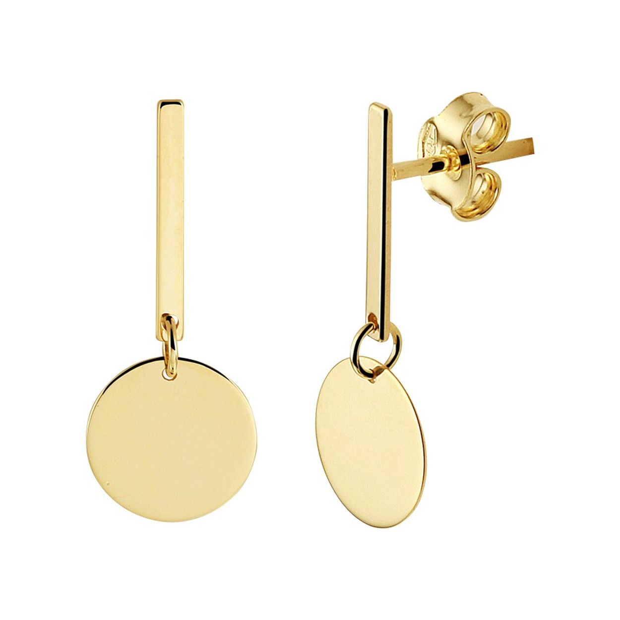 14k Geelgouden oorhangers uitgevoerd met een rondje van 8.5mm. De oorhangers hebben een totale hoogte van 21mm.