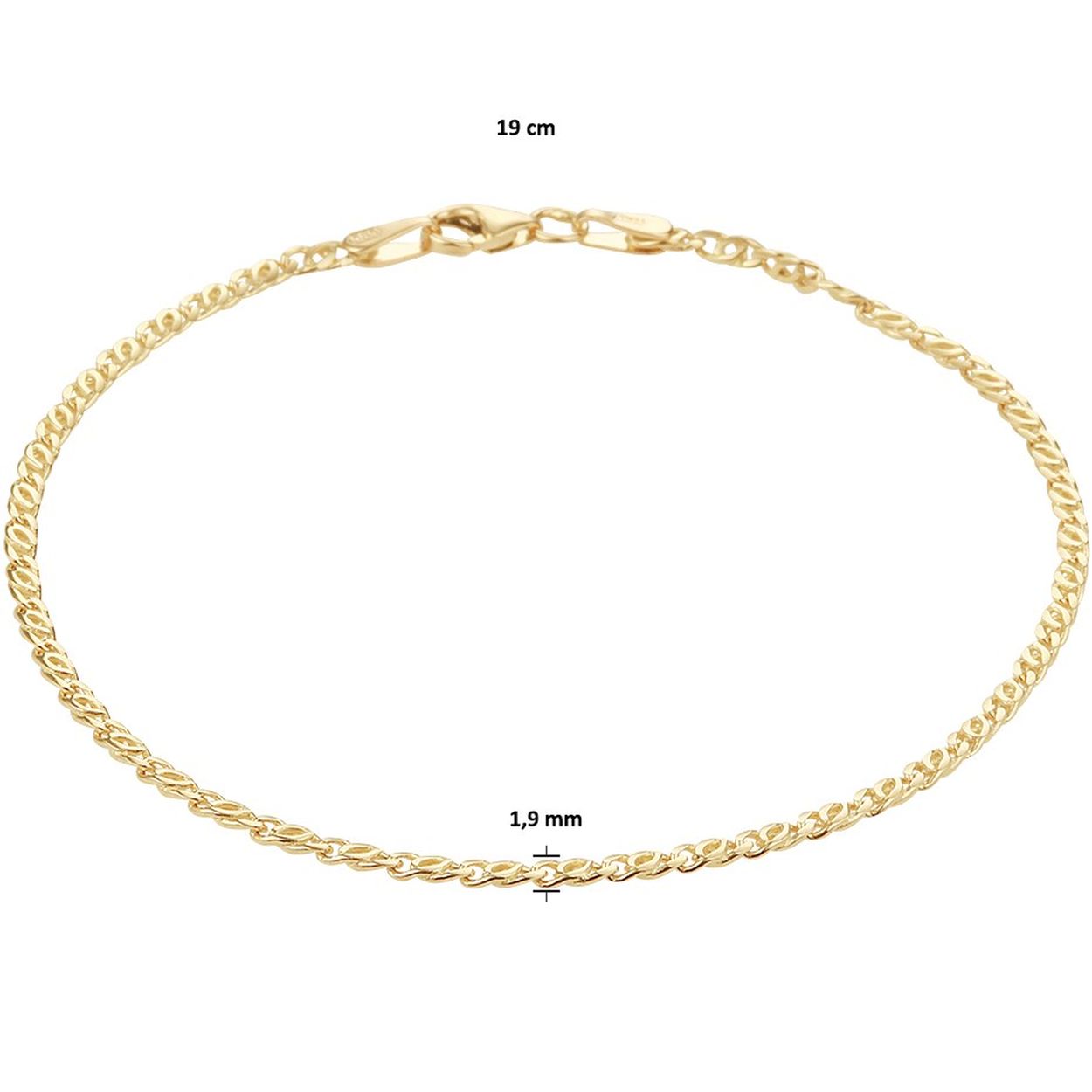 14k Geelgouden valkenoog armband uitgevoerd met een stevige karabijn sluiting. De armband heeft een draaglengte van 19cm.