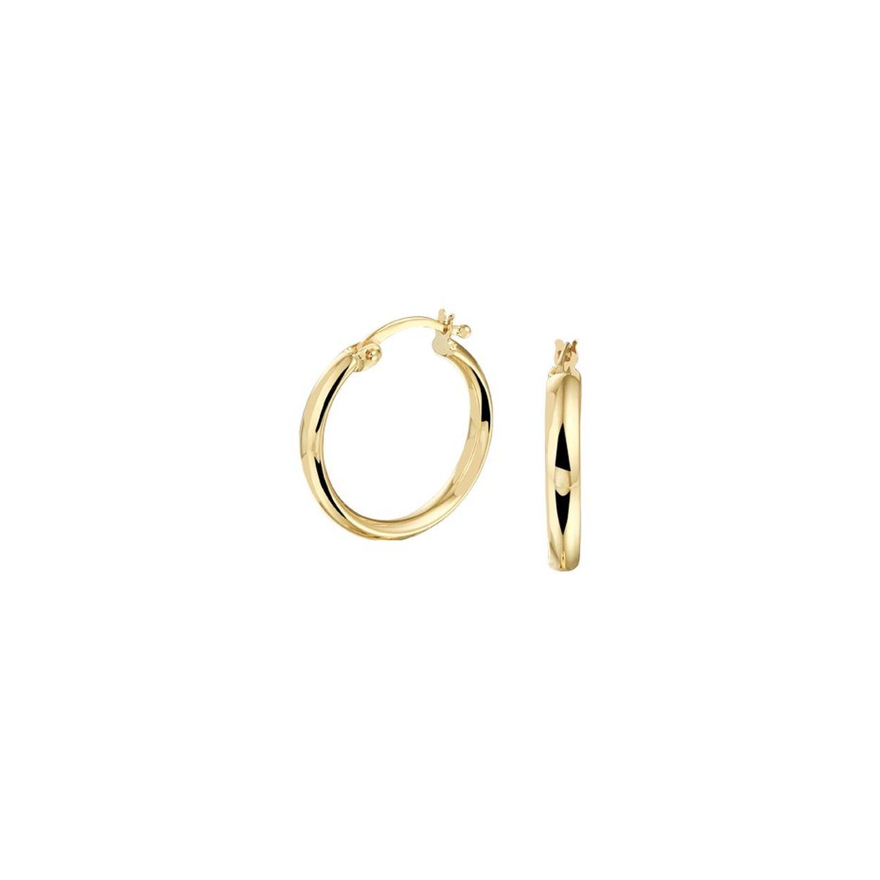 14k Geelgouden oorringen uitgevoerd met een stevige scharnier sluiting. De oorringen hebben een diameter van 20mm.