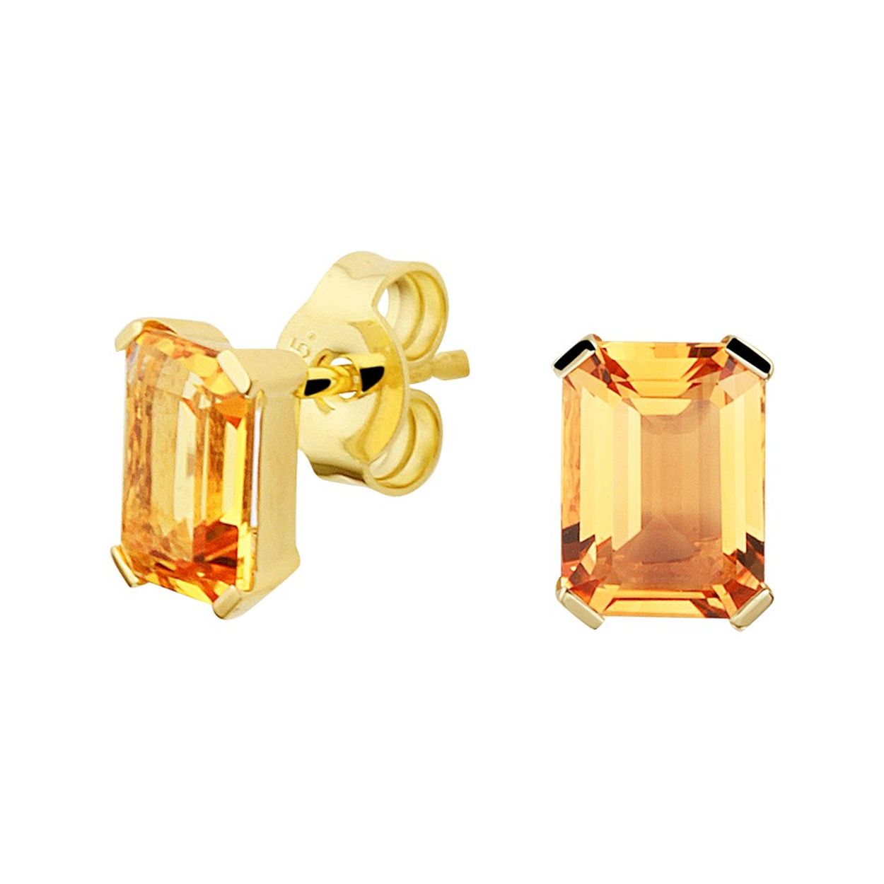 14k Geelgouden oorknoppen uitgevoerd met schitterende citrien. De oorknoppen hebben een afmeting van 7.7x5.6mm. De citrien heeft een afmeting van 7x5mm.
