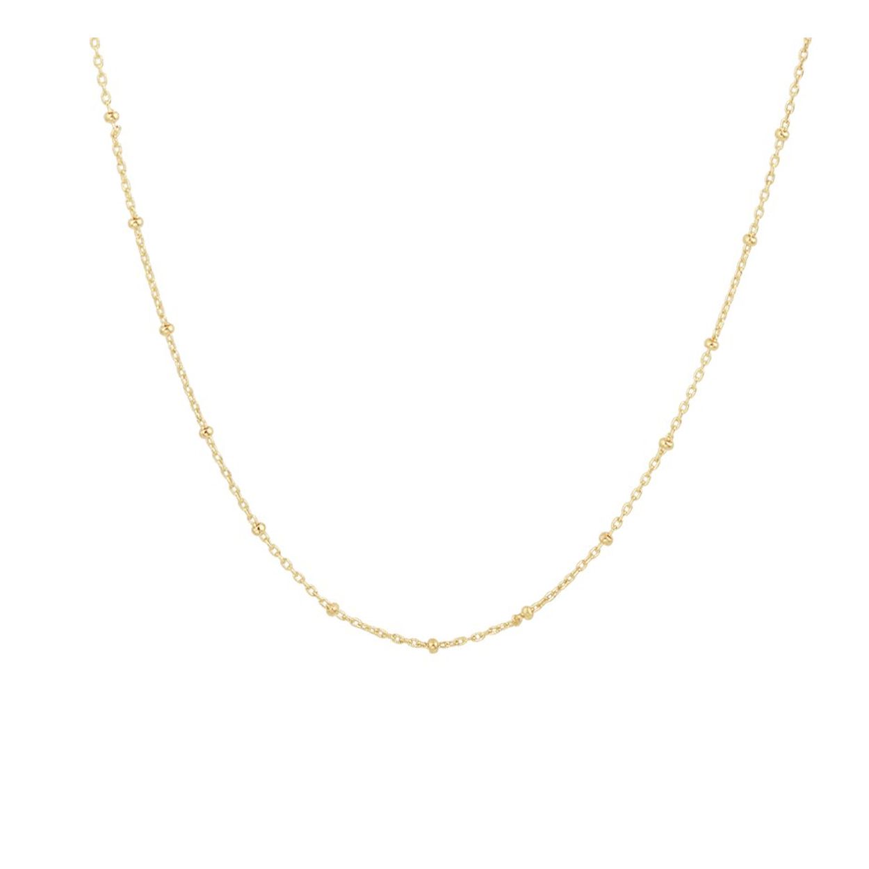 14k Geelgouden collier uitgevoerd met bolletjes met een breedte van 1.3mm. Het collier heeft een draaglengte van 41cm met een extensie van 3cm.