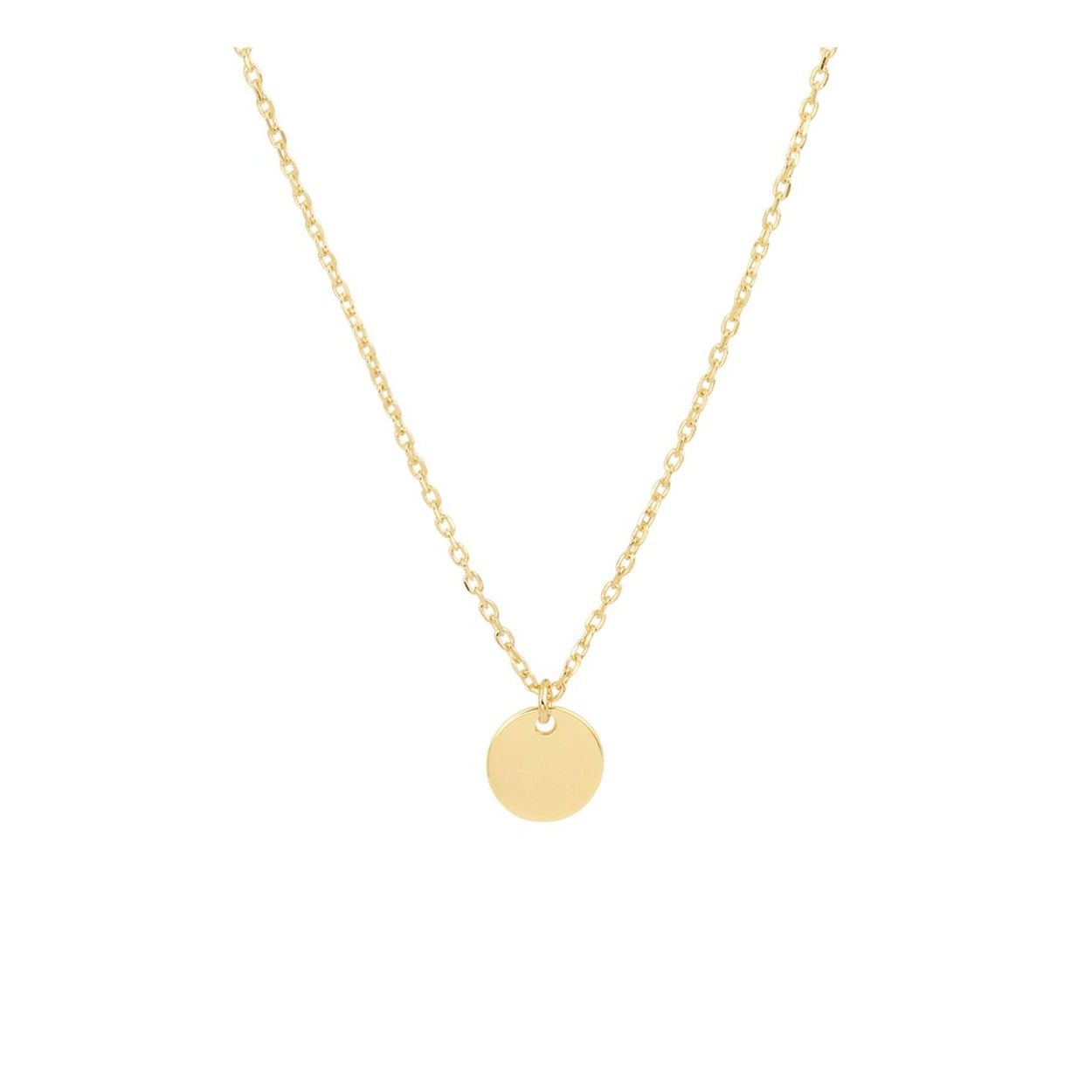14k Geelgouden collier uitgevoerd met een hanger in de vorm van een rondje. Het collier heeft een draaglengte van 41cm met een extensie van 3cm. Het rondje heeft een diameter van 8mm.