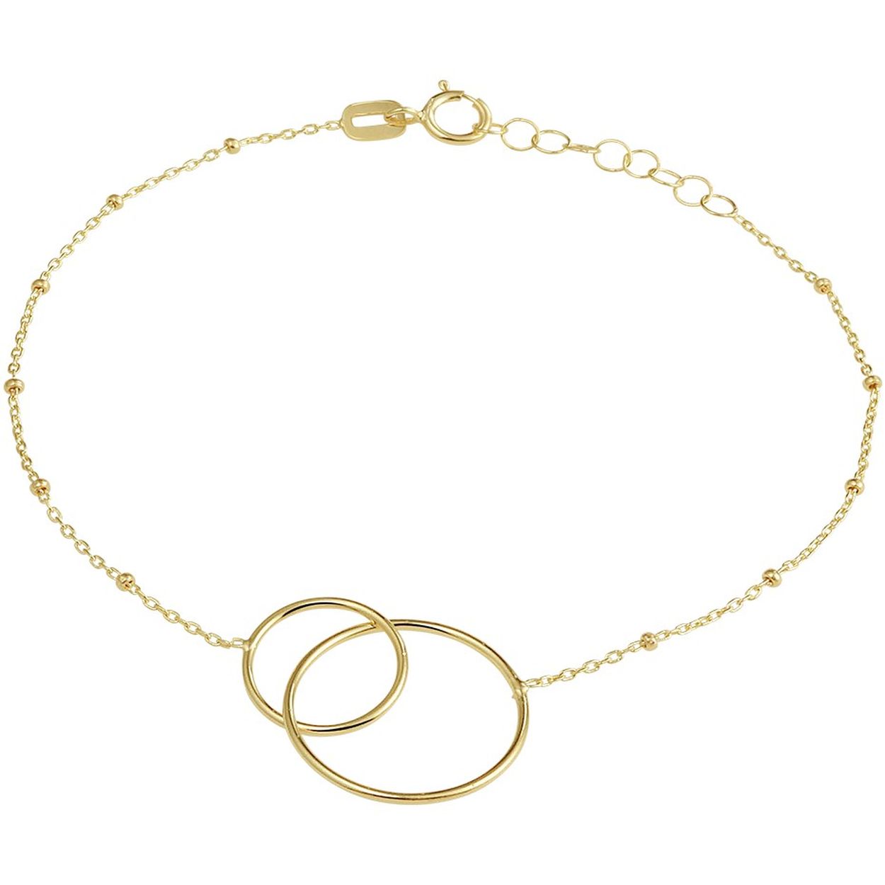 Geel goud Anker armband met rondjes, 16-18cm