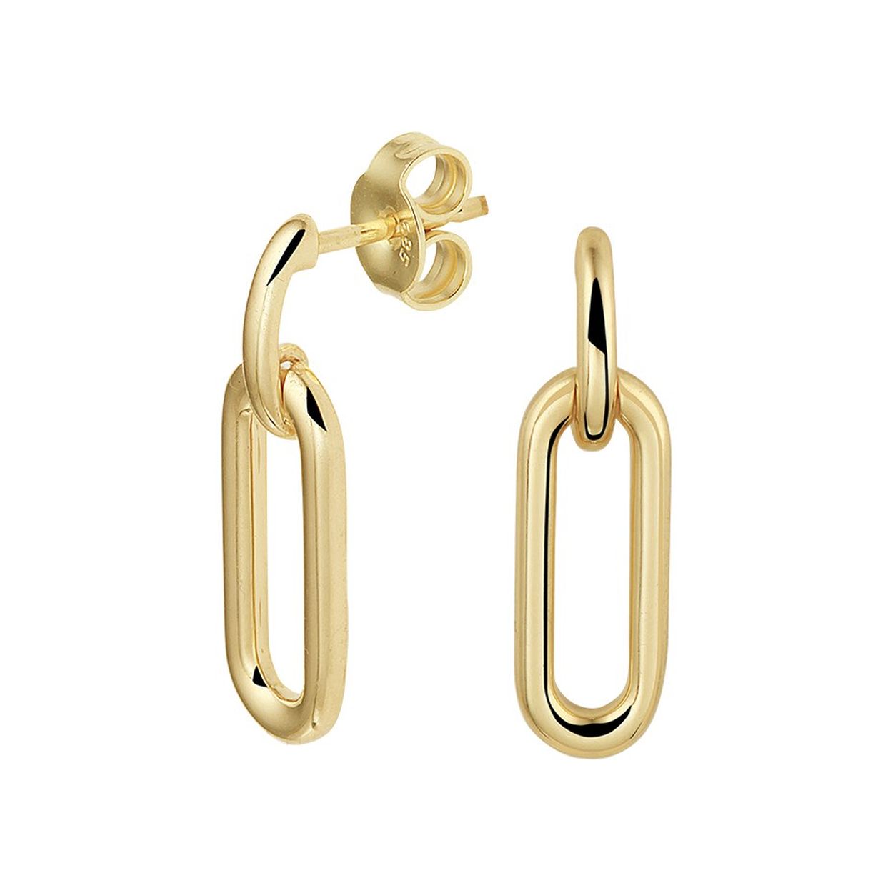14k Geelgouden oorhangers uitgevoerd met een schakel hanger. De oorhangers hebben een totale hoogte van 2.2cm. De hanger heeft een afmeting van 16.5x6.5mm.