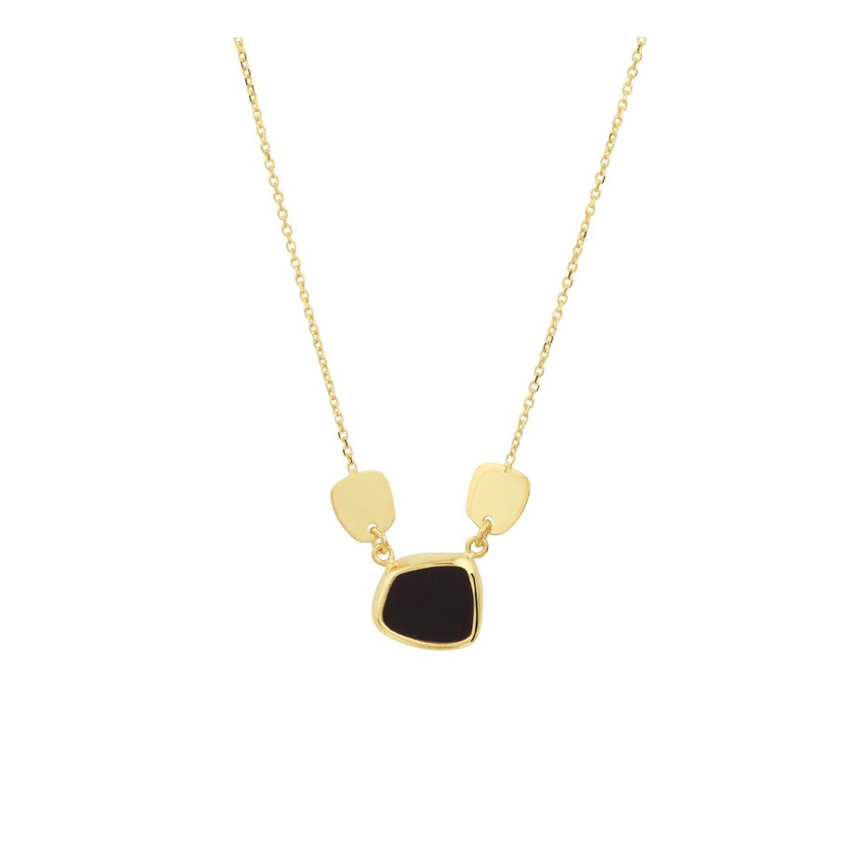 14k Geelgouden collier uitgevoerd met een schitterende onyx. Het collier heeft draaglengtes van 40 en 42cm. De onyx hanger heeft een afmeting van 7.5x8.5mm.