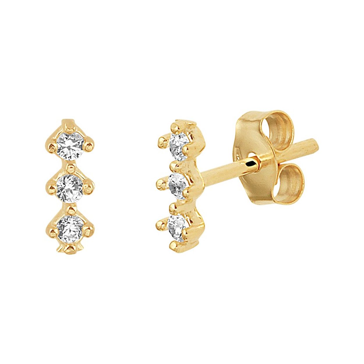 14k Geelgouden oorknoppen uitgevoerd met een schitterende zirkonia rij. De oorknoppen hebben een afmeting van 7.3x2.7mm.