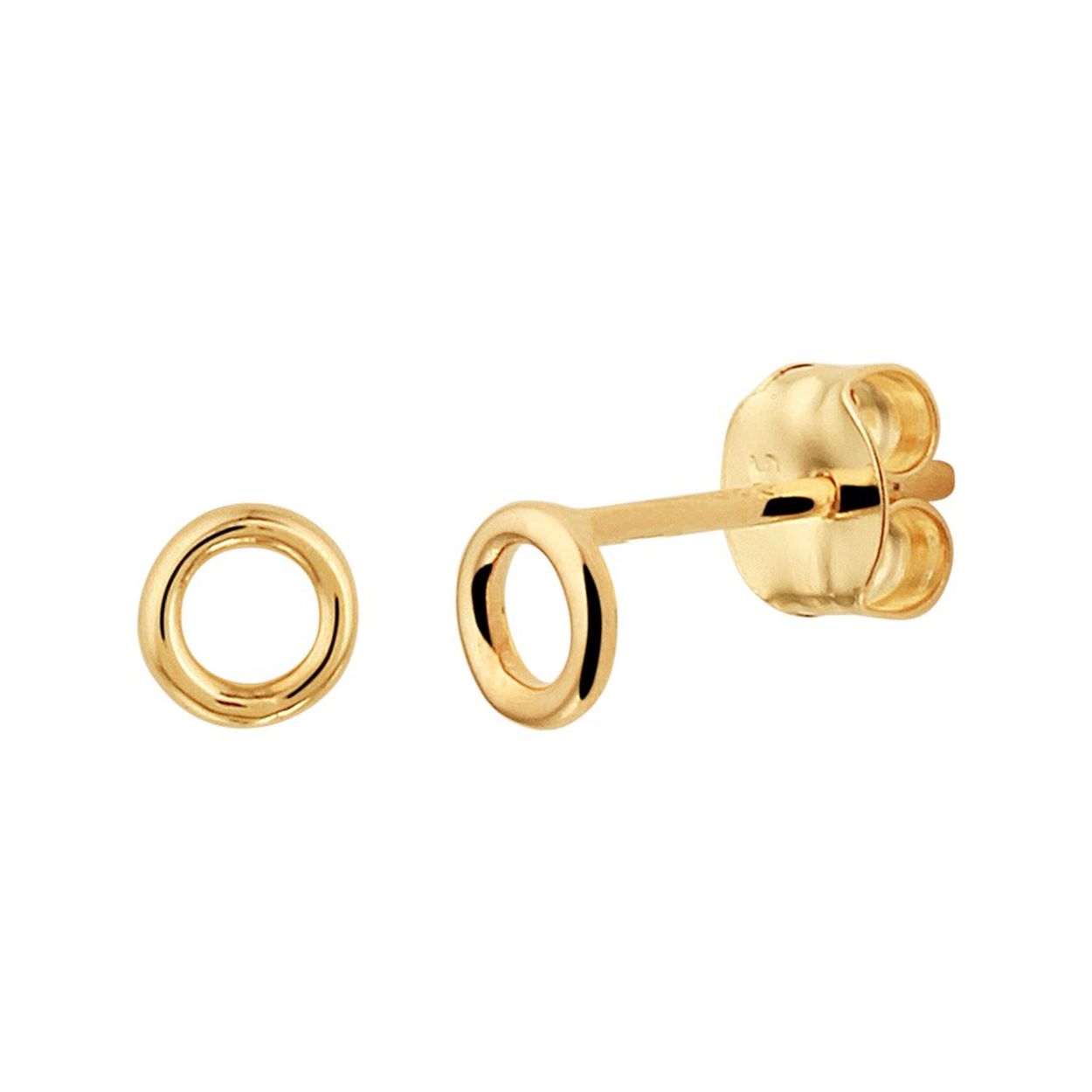 14k Geelgouden ronde oorknoppen. De oorknoppen hebben een diameter van 4mm.