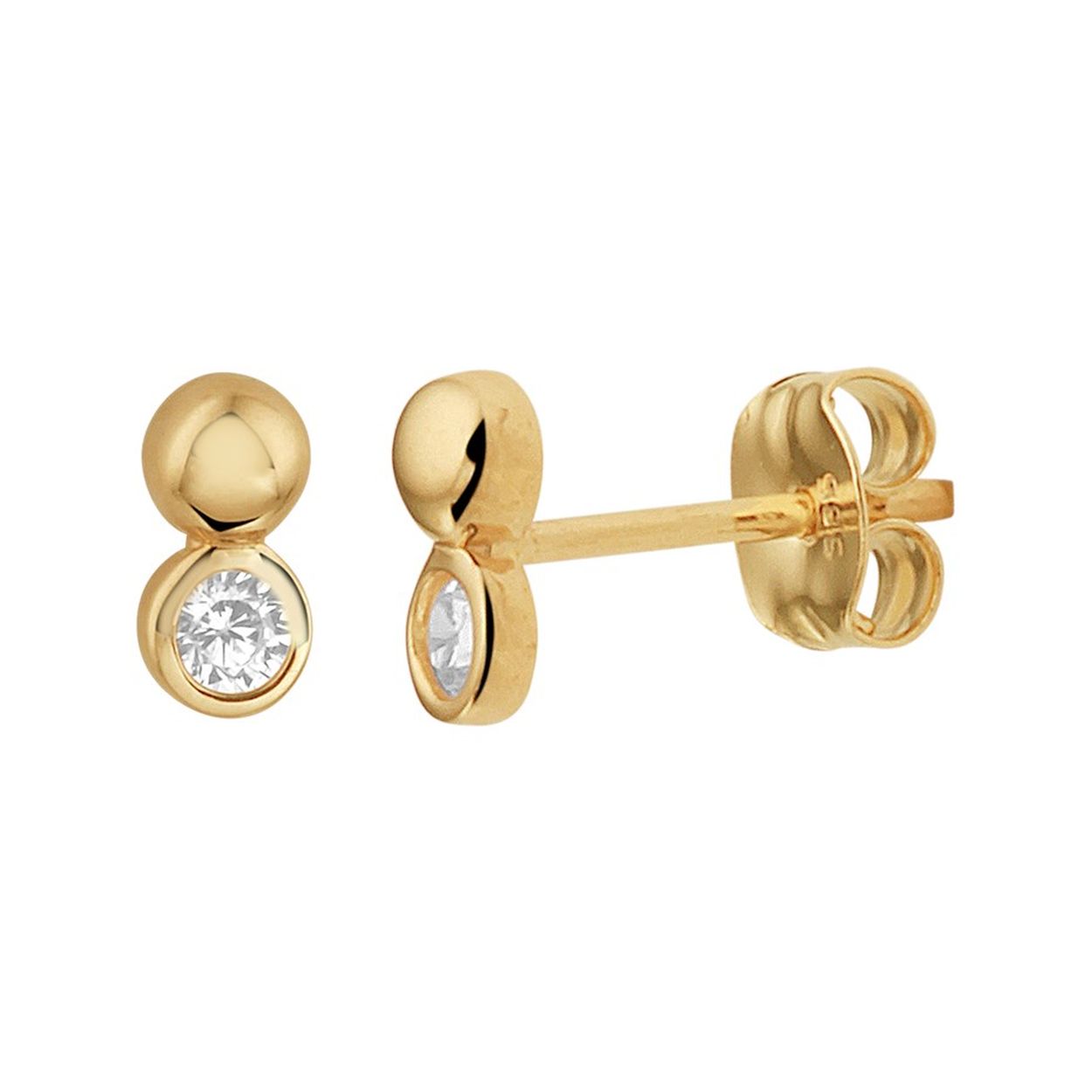 14k Geelgouden oorknoppen met een afmeting van 5.5x3mm. Uitgevoerd met een schitterende zirkonia.