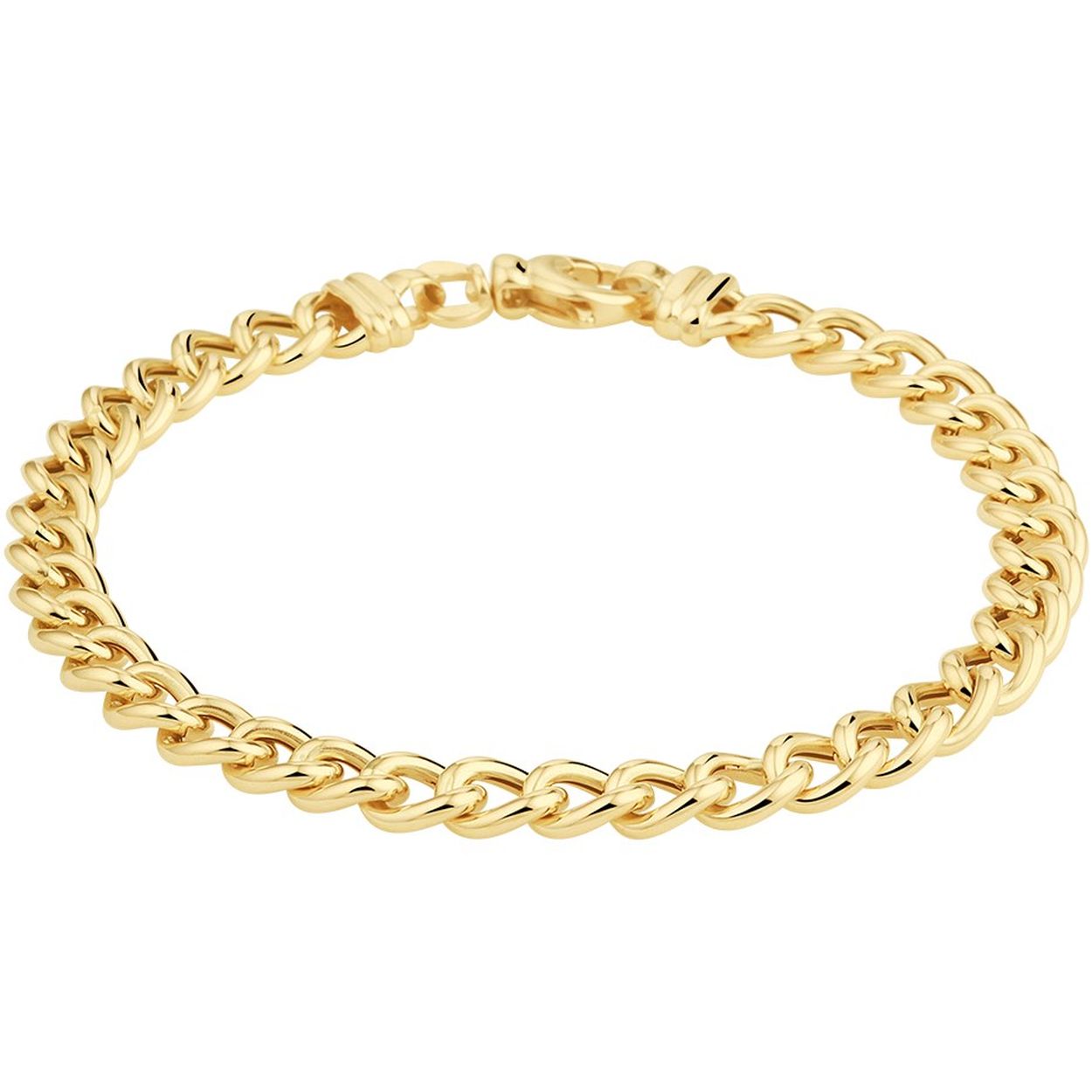 14k Geelgouden gourmet armband met een schakelbreedte van 6mm. De armband heeft een draaglengte van 19cm en is uitgevoerd met een stevige karabijn sluiting.
