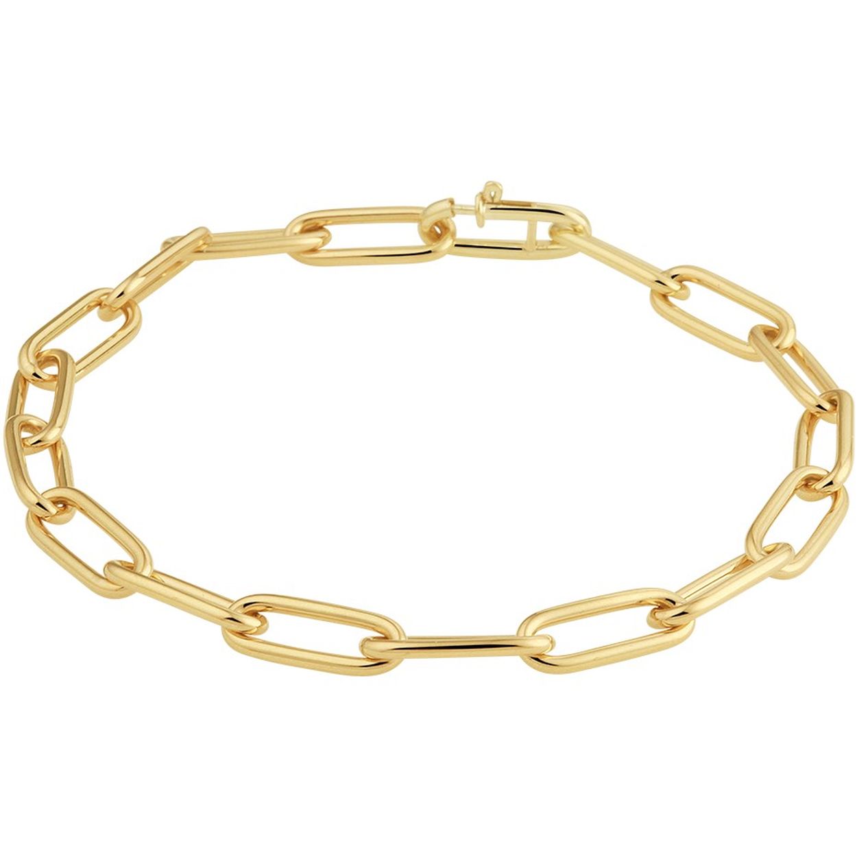 Massief 14k geelgouden c.f.e. armband met een schakelbreedte van 5mm. De armband heeft een draaglengte van 18.5cm.