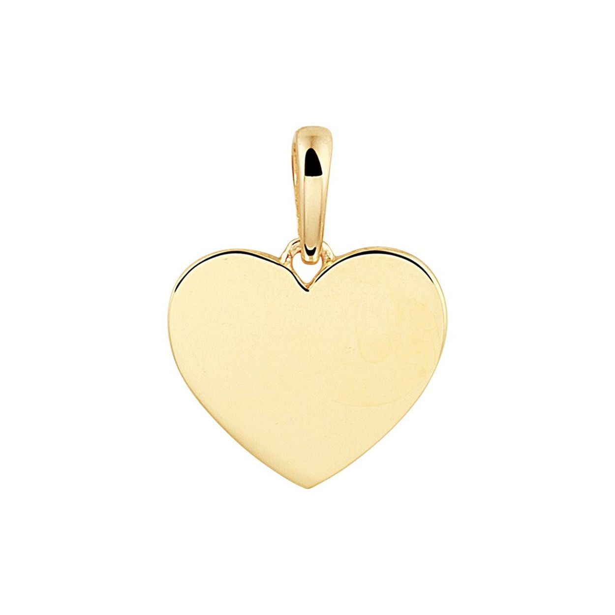 14k Geelgouden hanger uitgevoerd in de vorm van een hart. Het hart heeft een afmeting van 10x10.5mm.