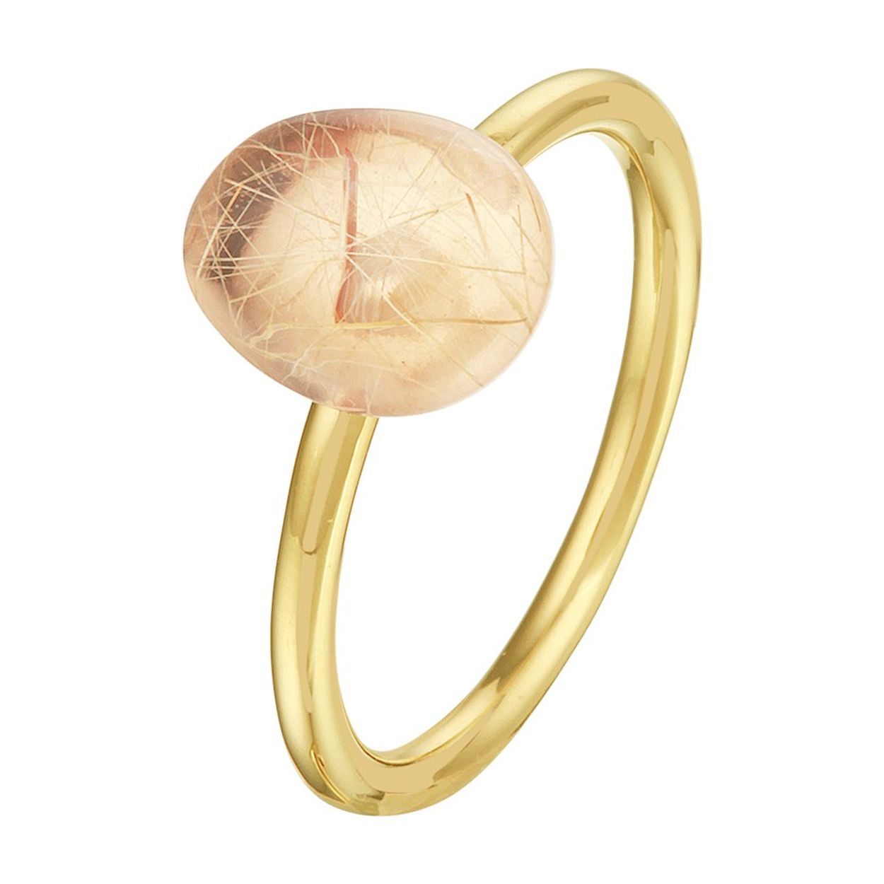 14k Geelgouden ring uitgevoerd met een schitterende goud rutiel.