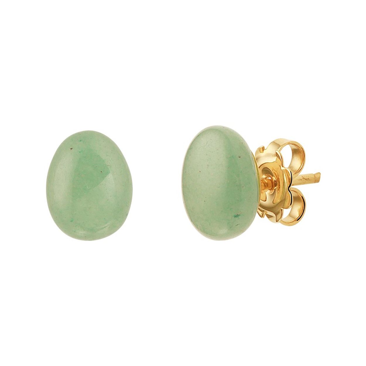 14k Geelgouden oorknoppen uitgevoerd met een schitterende groen aventurijn. De oorknoppen hebben een afmeting van 10x8mm.