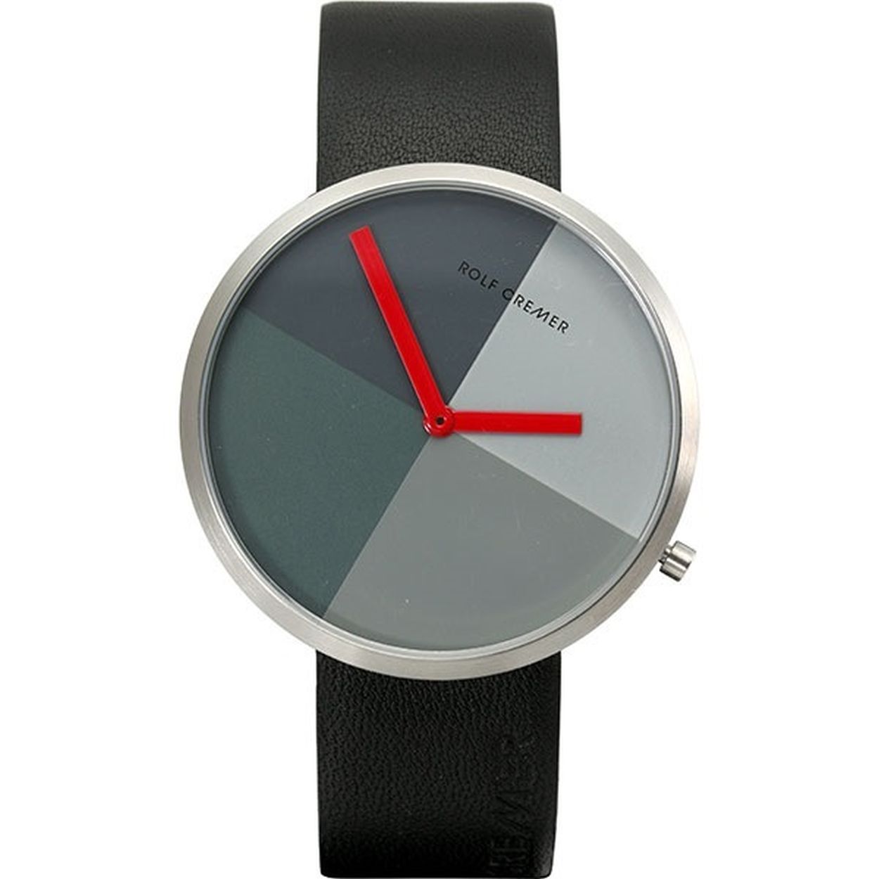 Edelstaal horloge met zwart leren band