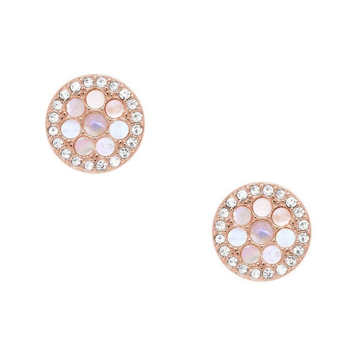Maak nu jouw outfit compleet met deze originele Fossil Vintage Glitz oorbellen van roestvrij staal & parelmoer. Met dit bijzondere vrouwen sieraad in het roségoudkleurig & grijs ben je klaar voor elke gelegenheid!