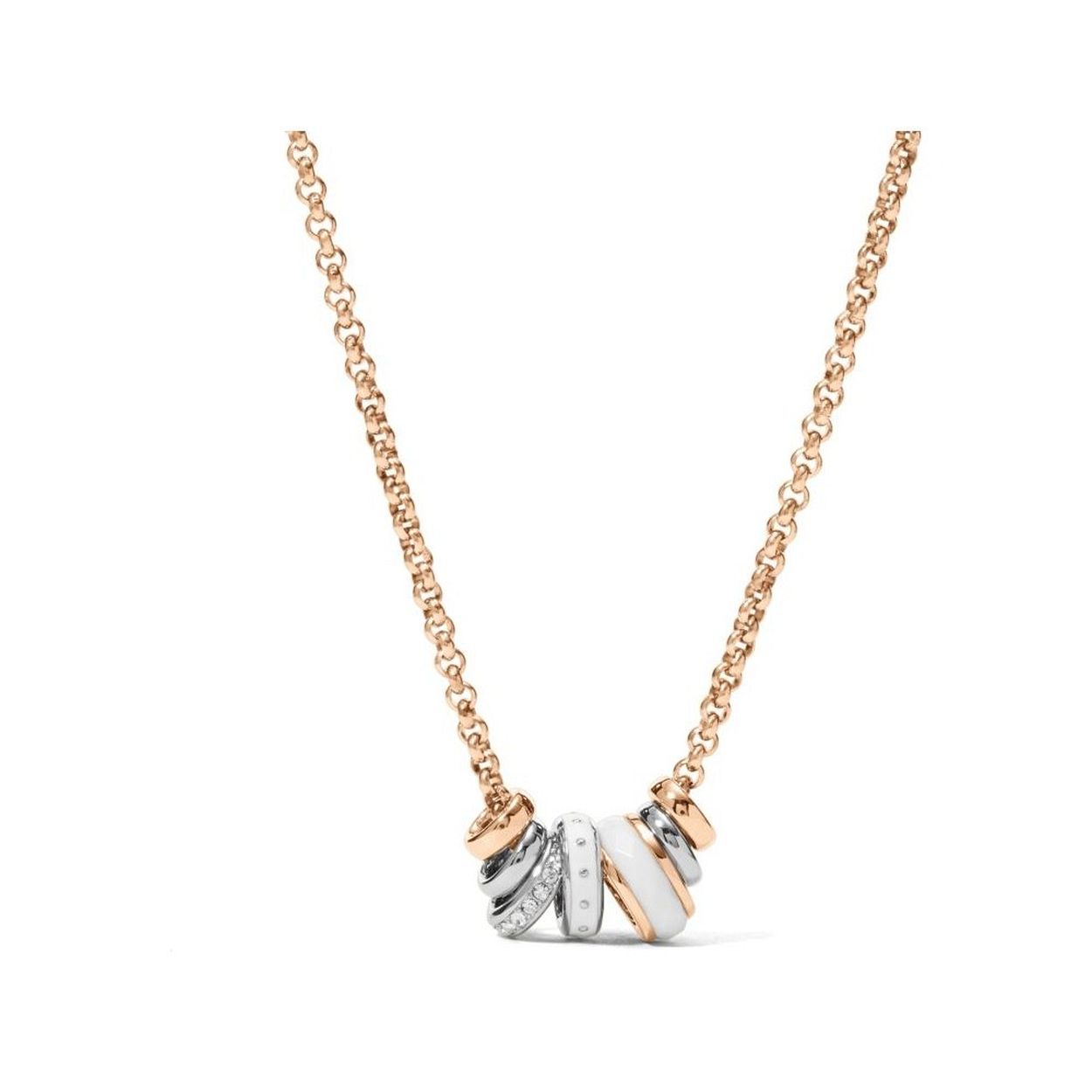Fossil ketting met schitterende bedeltjes.